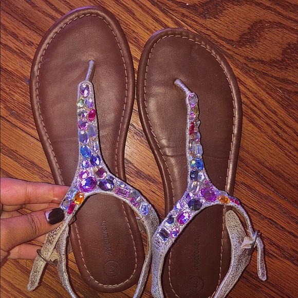 Shoes - Colorful Rainbow Jeweled Strapped Sandals